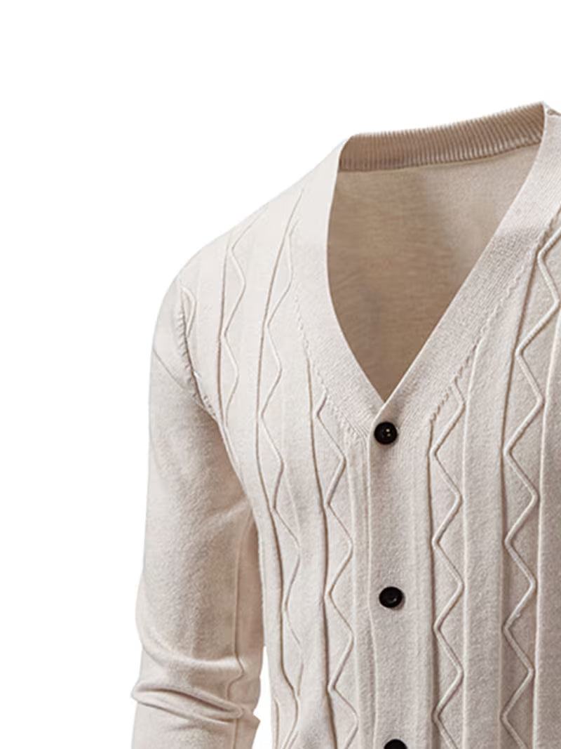 Cardigan Nuovo maglione invernale a tinta unita con abbottonatura x uomo