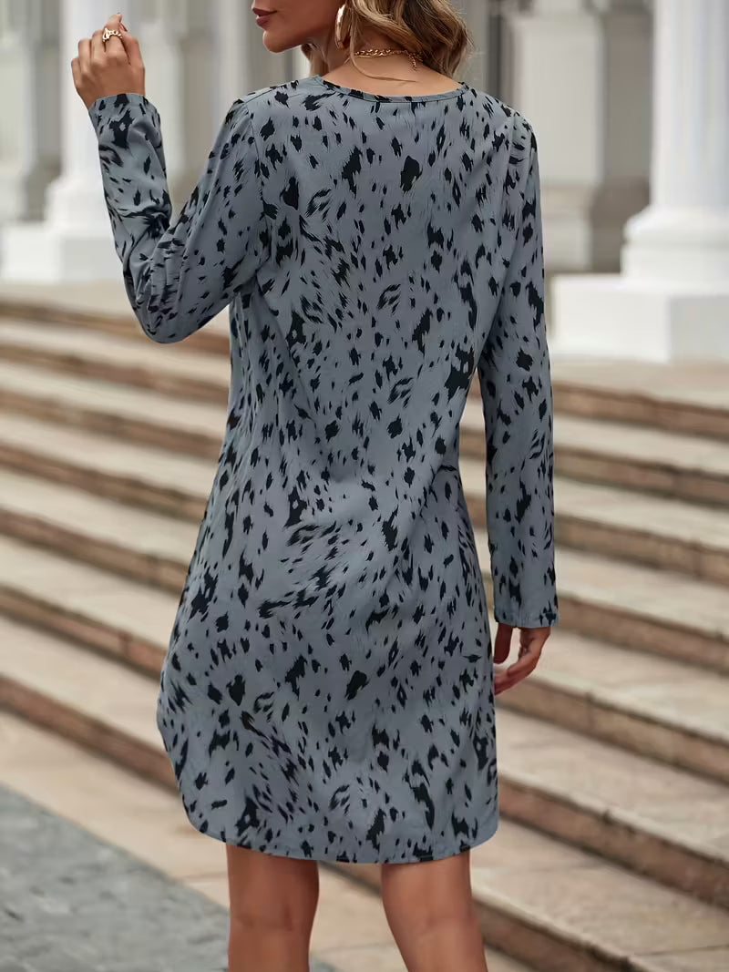2024 Mode Neues Damen Freizeit Leopard Print Langarm V-Ausschnitt Shirt