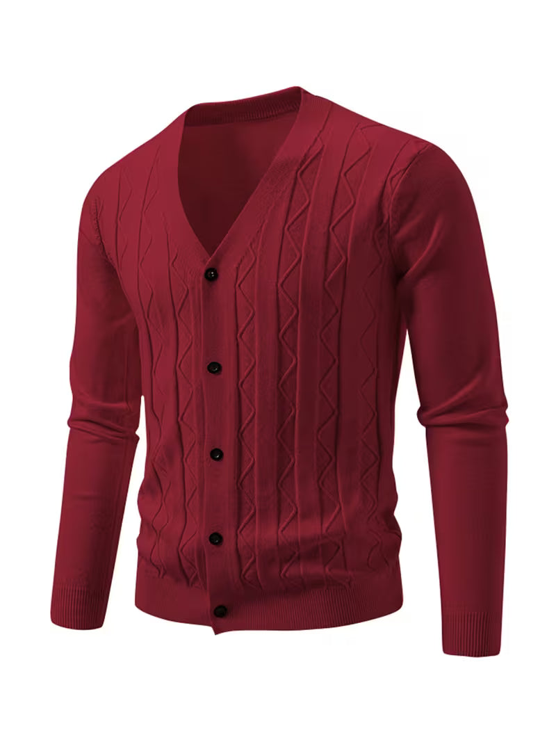 Cardigan Nuovo maglione invernale a tinta unita con abbottonatura x uomo