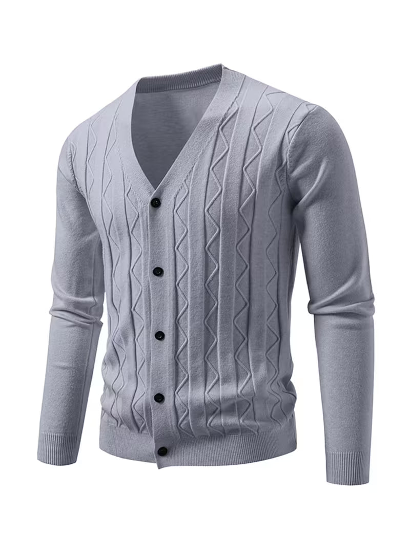 Cardigan Nuovo maglione invernale a tinta unita con abbottonatura x uomo
