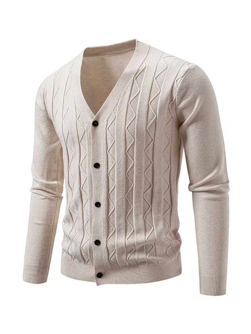 Cardigan Nuovo maglione invernale a tinta unita con abbottonatura x uomo