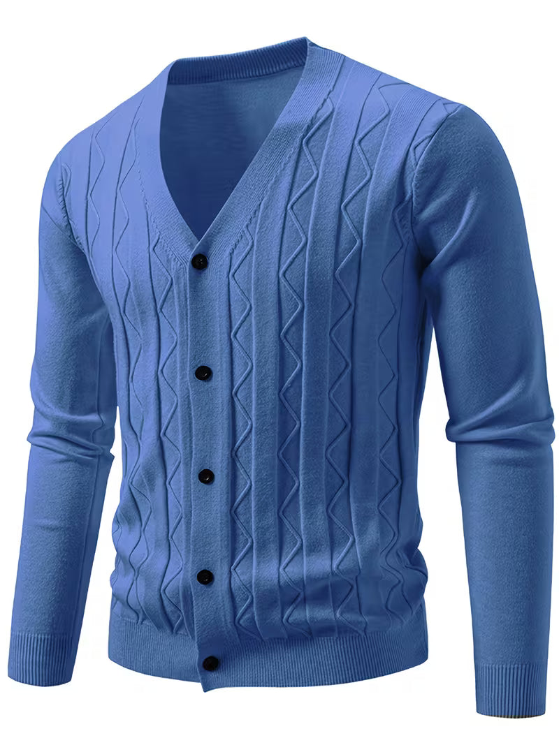 Cardigan Nuovo maglione invernale a tinta unita con abbottonatura x uomo